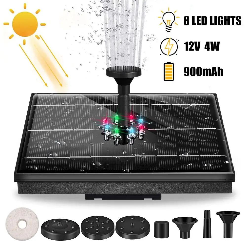 Solar Pump Waterproof Durable Water Fountain with 8 LED Colorful Lights for Pond Swimming Pool Decoration
Solar Pump Waterproof Durable Water Fountain with 8 LED Colorful Lights for Pond Swimming Pool Decoration