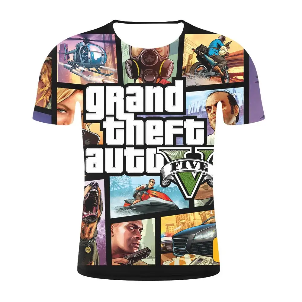 Фото Grand Theft Auto игра GTA 5 цветная футболка с принтом для пар забавная - купить