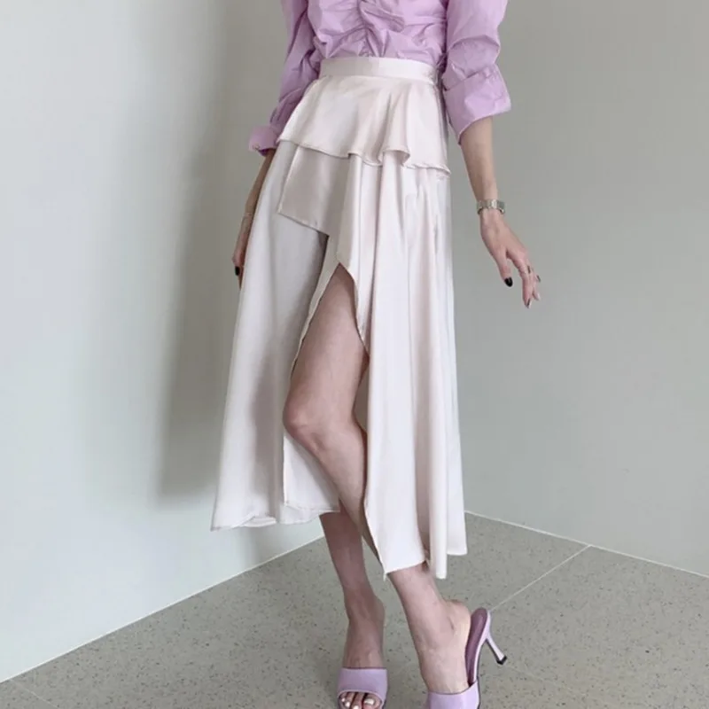 Vintage Ruffles Solid Long Skirts Women High Waist Midi Skirt 2020 Summer Sexy Irregular Split Wrap Skirt Ladies Korean Clothes
Vintage Ruffles Solid Long Skirts Women High Waist Midi Skirt 2020 Summer Sexy Irregular Split Wrap Skirt Ladies Korean Clothes