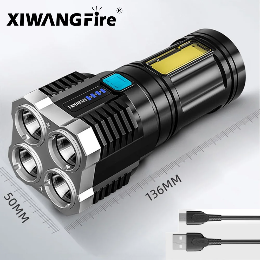 Портативный 4-ядерный светодиодный фонарик Xiwangfire, супер яркий Перезаряжаемый Многофункциональный фонарь, наружный фонарь для кемпинга 
Портативный 4-ядерный светодиодный фонарик Xiwangfire, супер яркий Перезаряжаемый Многофункциональный фонарь, наружный фонарь для кемпинга