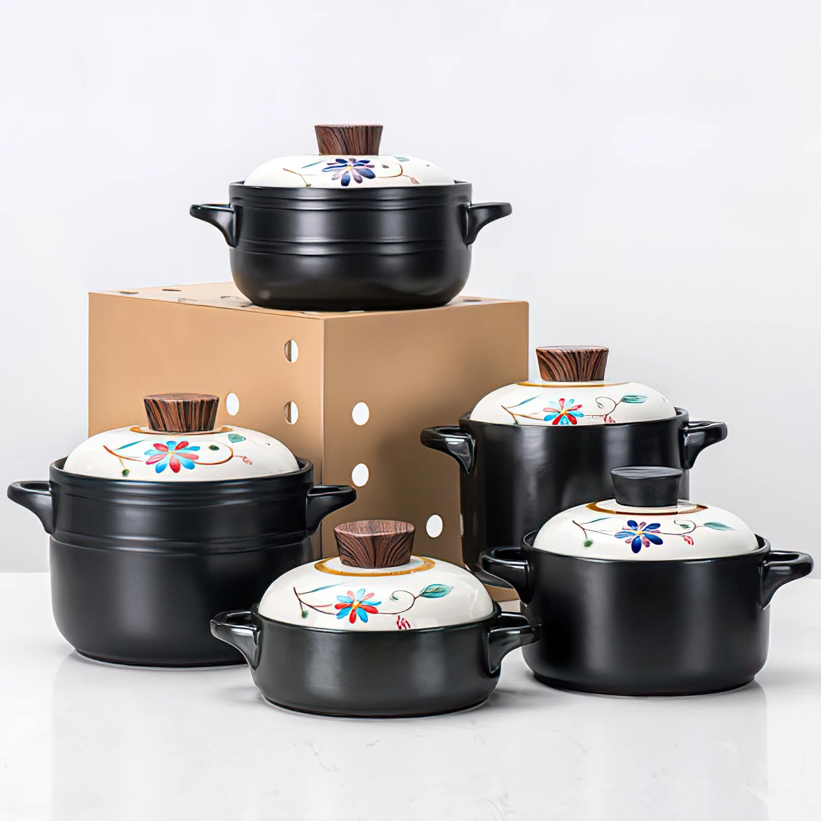 Ceramic Casserole Japanese White Cover Black 1.5L To 4.5L Round Soup Pot Household Kitchen Supplies Cooking Utensils Saucepan
Ceramic Casserole Japanese White Cover Black 1.5L To 4.5L Round Soup Pot Household Kitchen Supplies Cooking Utensils Saucepan