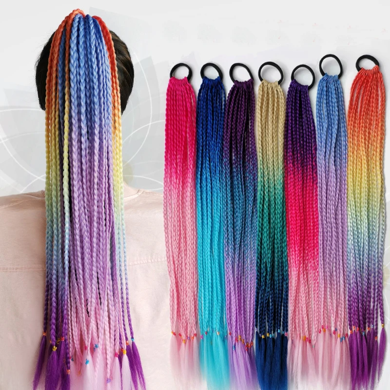 

Hot Girl Gradient Color Braids Elastic Hair Band Hair Accessories Wig Headband Girls Twist Braid Rope Headdress Braiders