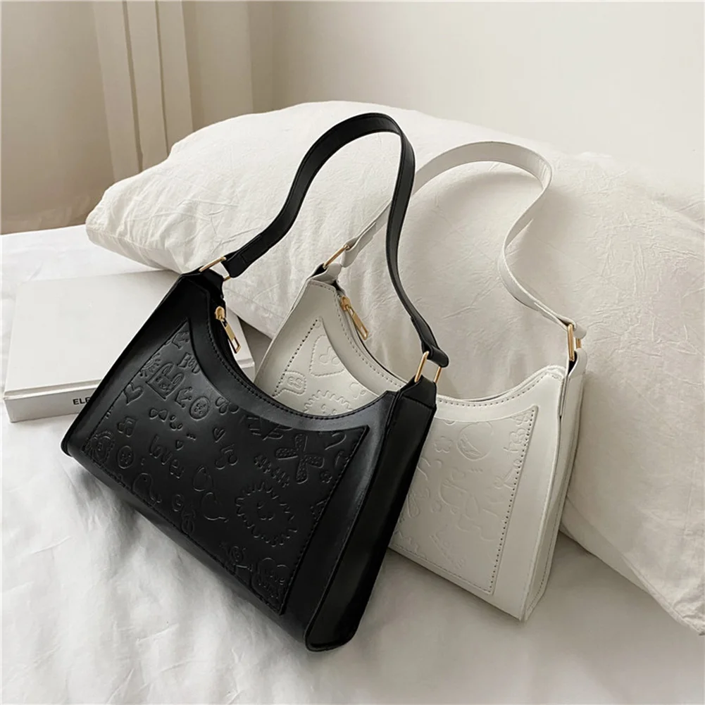 Fashion Women Cartoon Embossing Pure Color Shoulder Underarm Bags PU Leather Hobos Bag Vintage Ladies Top-handle Handbags
Fashion Women Cartoon Embossing Pure Color Shoulder Underarm Bags PU Leather Hobos Bag Vintage Ladies Top-handle Handbags