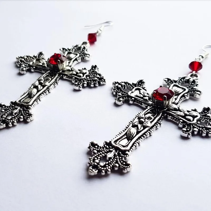 New Gothic Large Detailed Cross Drill Jewel Earrings Tone Punk Rock Wedding Jewellery Fashion Charm Statement Women Gift(Red
New Gothic Large Detailed Cross Drill Jewel Earrings Tone Punk Rock Wedding Jewellery Fashion Charm Statement Women Gift(Red