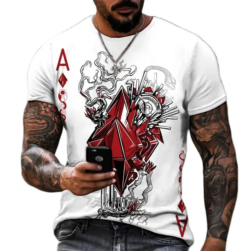 New Summer Men's T-shirt Retro Simple Design Colored Playing Card Pattern Fashion Casual Short Sleeve Clothing Oversized Size
New Summer Men's T-shirt Retro Simple Design Colored Playing Card Pattern Fashion Casual Short Sleeve Clothing Oversized Size