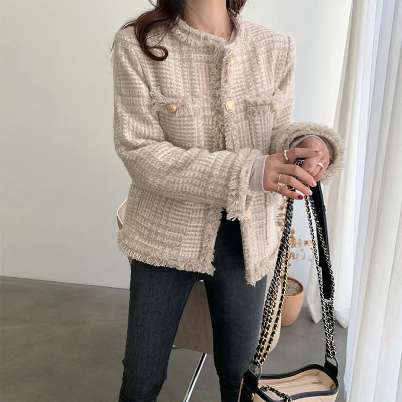 fashion designer runway jacket tassel plaid pockets golden button tweed coat autumn winter cashmere wool outwear F903
fashion designer runway jacket tassel plaid pockets golden button tweed coat autumn winter cashmere wool outwear F903