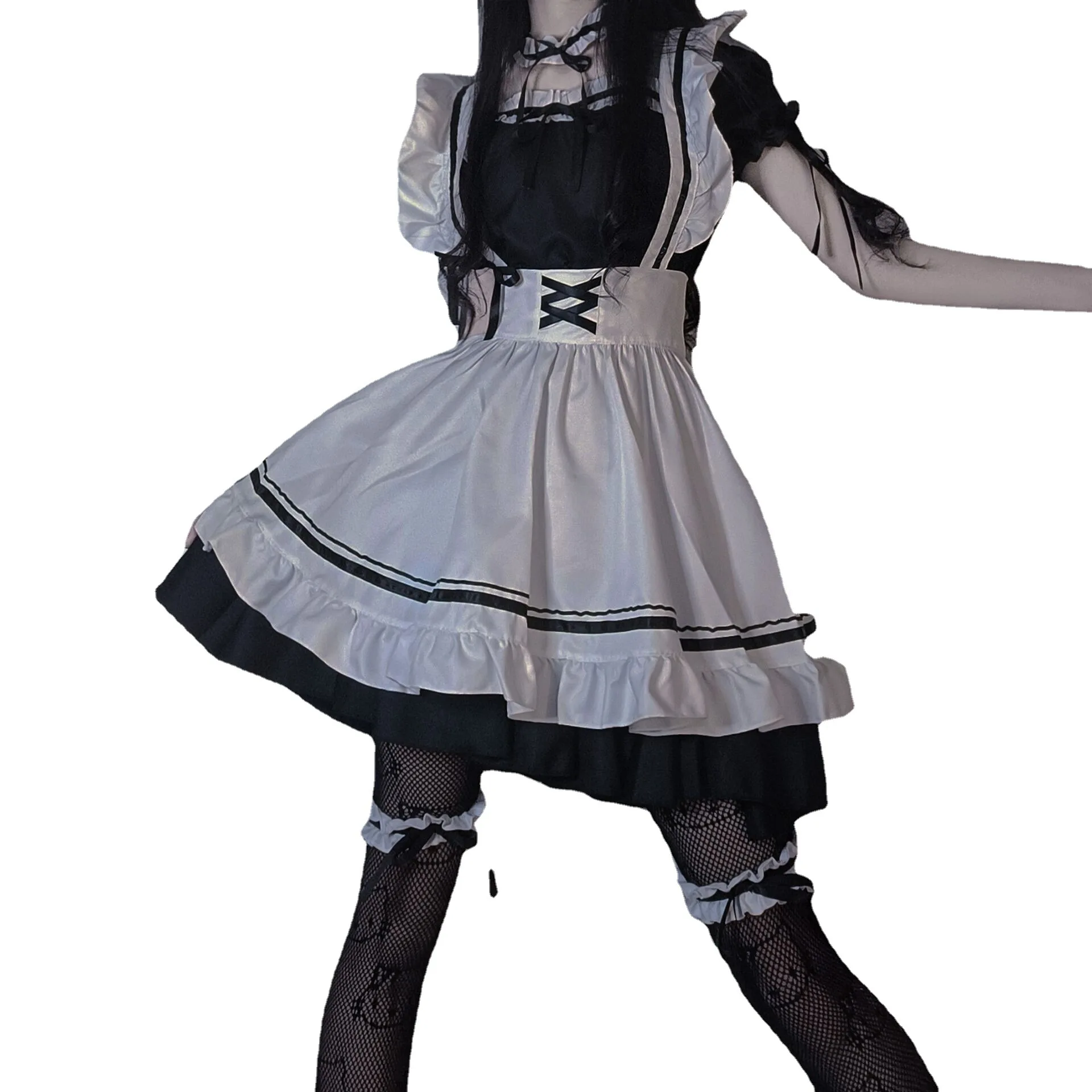 Women Maid Outfit Anime Long Dress Black and White Apron Dress Lolita Dresses Men Cafe Costume Cosplay Costume Mucama 
Women Maid Outfit Anime Long Dress Black and White Apron Dress Lolita Dresses Men Cafe Costume Cosplay Costume Mucama