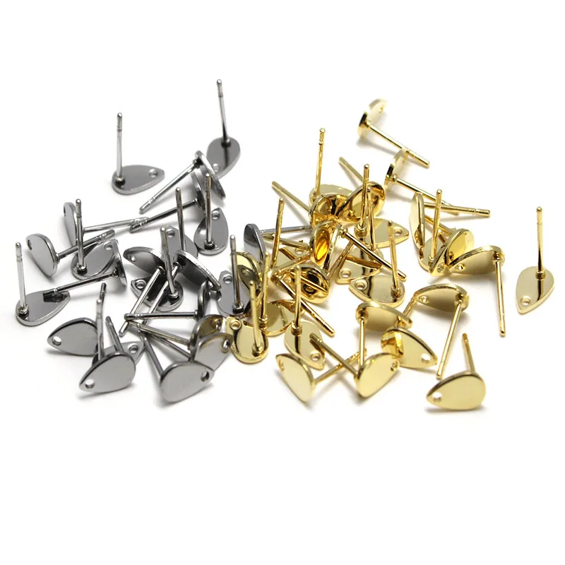 

20pcs/lot Hypoallergenic Stainless Steel Gold Earring Studs Blank Post Base Pins With Loop For Women DIY Earring Jewelry Making
