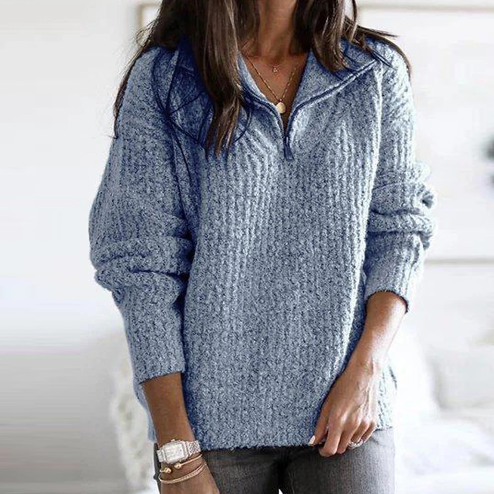 Women Sweater Fashion Knitted Turtleneck Pullover Sweater Casual Long Sleeve Zipper Knit Sweater Autumn Winter Plus Size Jumpers
Women Sweater Fashion Knitted Turtleneck Pullover Sweater Casual Long Sleeve Zipper Knit Sweater Autumn Winter Plus Size Jumpers