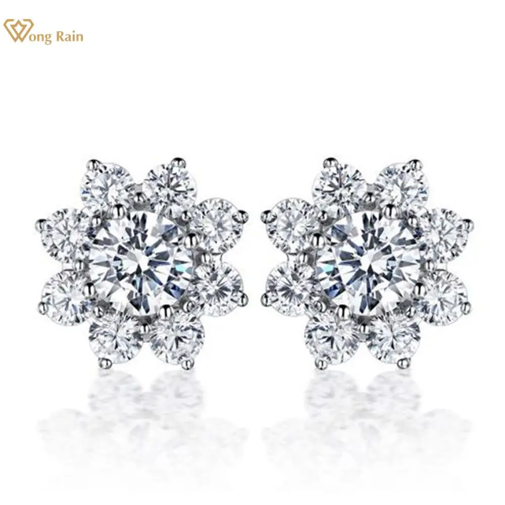 Wong Rain 925 Sterling Silver Created Moissanite Gemstone Wedding White Gold Flower Ear Studs Earrings For Women Fine Jewelry
Wong Rain 925 Sterling Silver Created Moissanite Gemstone Wedding White Gold Flower Ear Studs Earrings For Women Fine Jewelry