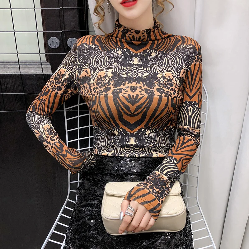 Clothes Leopard Print top Female Long Sleeve Woman T-Shirts Half-Turtleneck T-Shirt Women Plus Size 2020 Autumn
Clothes Leopard Print top Female Long Sleeve Woman T-Shirts Half-Turtleneck T-Shirt Women Plus Size 2020 Autumn