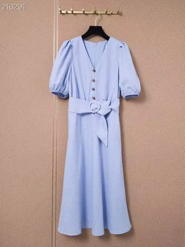 2021 New Arrival Summer Runway Women Elegant Midi Dress Short Sleeve Belt Female Fashion Chic Vestidos
2021 New Arrival Summer Runway Women Elegant Midi Dress Short Sleeve Belt Female Fashion Chic Vestidos