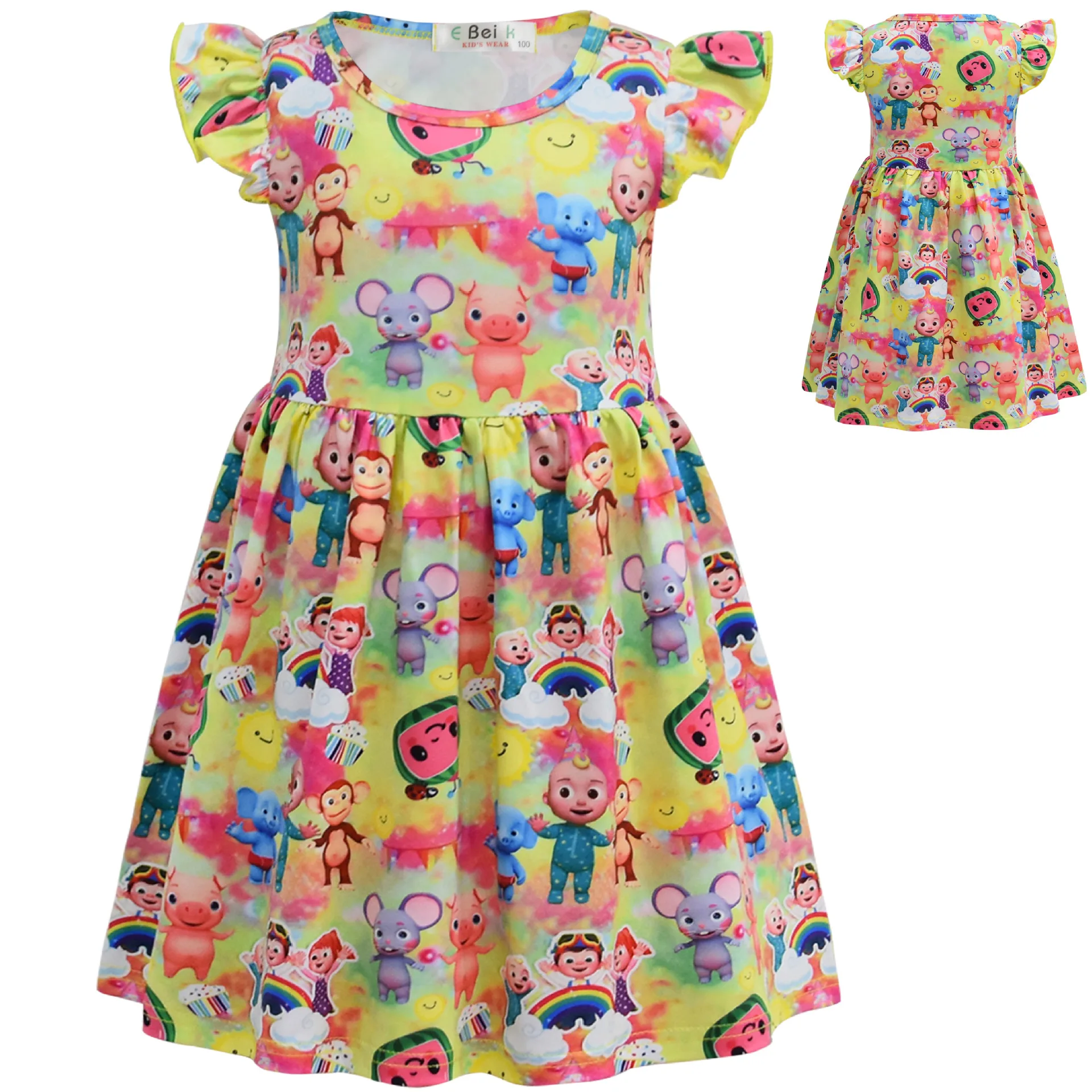 Fashion Princess Dress For Girl Flutter Sleeve Milk Silk Cartoon Baby Girl Summer Dress Casual Kids Clothes
Fashion Princess Dress For Girl Flutter Sleeve Milk Silk Cartoon Baby Girl Summer Dress Casual Kids Clothes