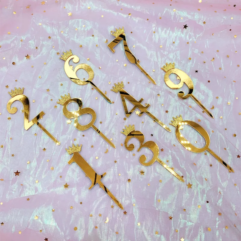 Number 0-9 Cake Decoration Gold Crown Acrylic Cake Toppers for Happy Birthday Cake Topper Baby Shower Wedding Anniversary Party
Number 0-9 Cake Decoration Gold Crown Acrylic Cake Toppers for Happy Birthday Cake Topper Baby Shower Wedding Anniversary Party