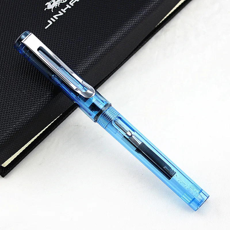 Jinhao 599 прозрачная синяя Студенческая авторучка школьная офисная каллиграфия