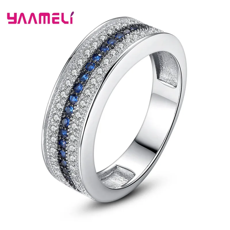 

Cheap Sale Popular 925 Sterling Silver Finger Ring for Women Men Unisex Jewelry Pink Blue Sapphire Cubic Zircon Inlay Paved