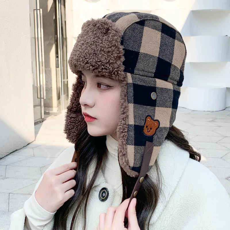 Fashion Retro CamoFleece Bomber Hat Winter Keep Warm Thicken Plaid Ushanka Fluffy Cap Outdoor Ear Protectors Frog Hats For Women
Fashion Retro CamoFleece Bomber Hat Winter Keep Warm Thicken Plaid Ushanka Fluffy Cap Outdoor Ear Protectors Frog Hats For Women
