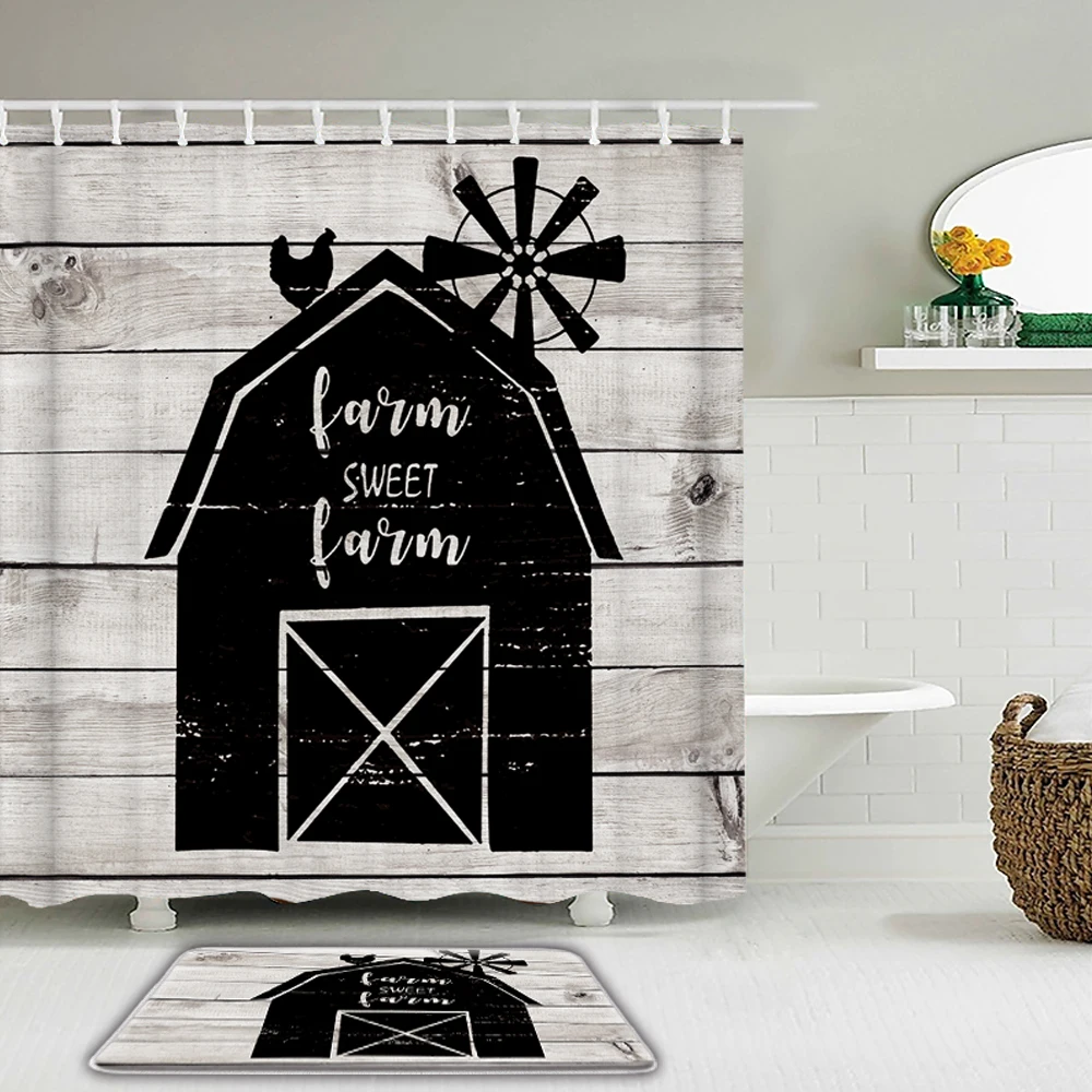 European Rural Farm Houses Wood Retro style Shower Curtain Set Fabric Waterproof Bathroom Curtains With Non-slip Mat Bath Mat
European Rural Farm Houses Wood Retro style Shower Curtain Set Fabric Waterproof Bathroom Curtains With Non-slip Mat Bath Mat