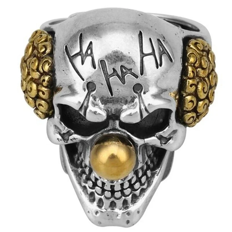 Trendy fashion creative clown skull ring gothic retro punk style men riding motorcycle accessories hip hop rock pop jewelry gift
Trendy fashion creative clown skull ring gothic retro punk style men riding motorcycle accessories hip hop rock pop jewelry gift
