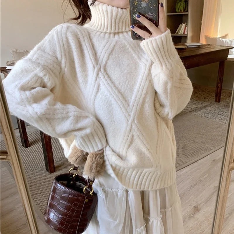 Korean Twist Diamond Turtleneck Sweater Women Autumn Winter New Thick Outer Hedging Knitted Warm Top
Korean Twist Diamond Turtleneck Sweater Women Autumn Winter New Thick Outer Hedging Knitted Warm Top