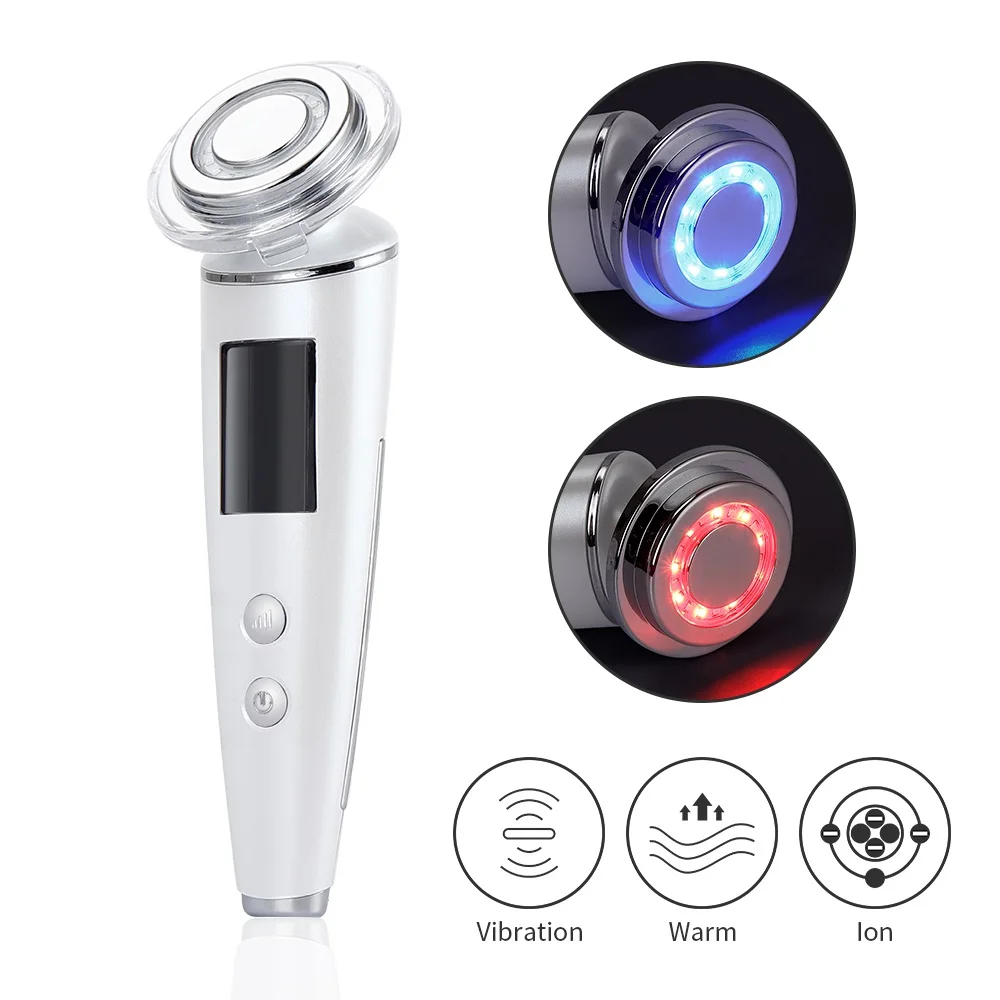 

Galvanic Ion Face Beauty Device RF EMS LED Red Blue Light Photon Therapy Skin Lift Tighten Machine High Frequency Vibration