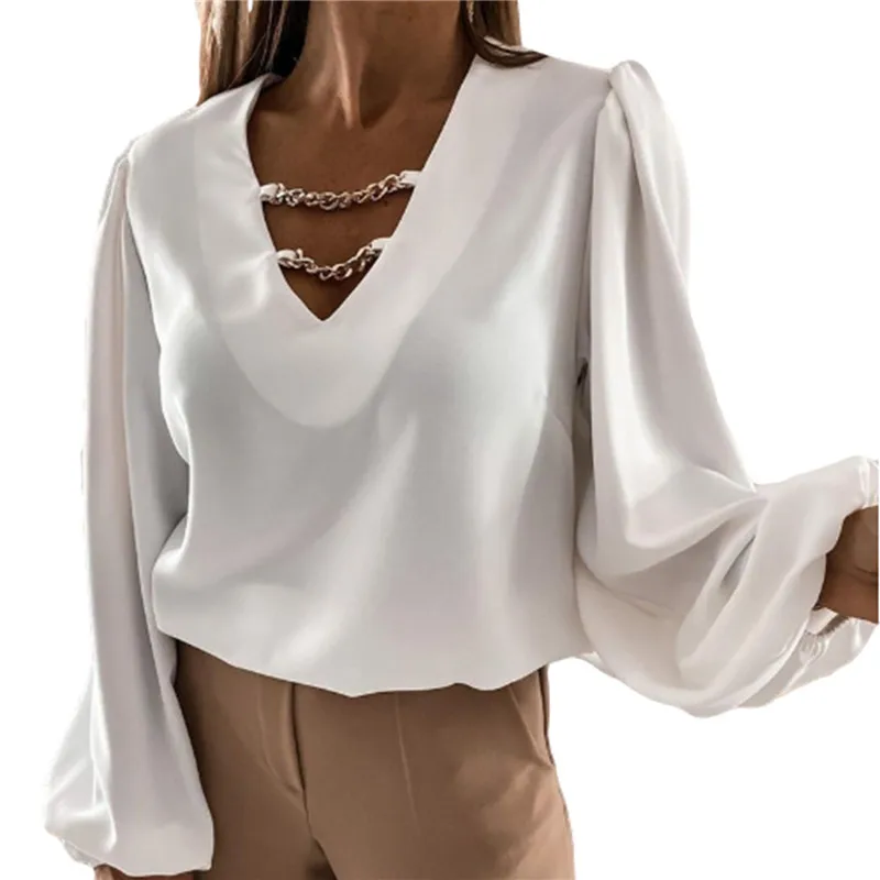 Женская офисная блузка с длинным рукавом, элегантная однотонная блузка с V-образным вырезом и цепочкой, привлекательный пуловер с вырезами, ...
Женская офисная блузка с длинным рукавом, элегантная однотонная блузка с V-образным вырезом и цепочкой, привлекательный пуловер с вырезами, ...