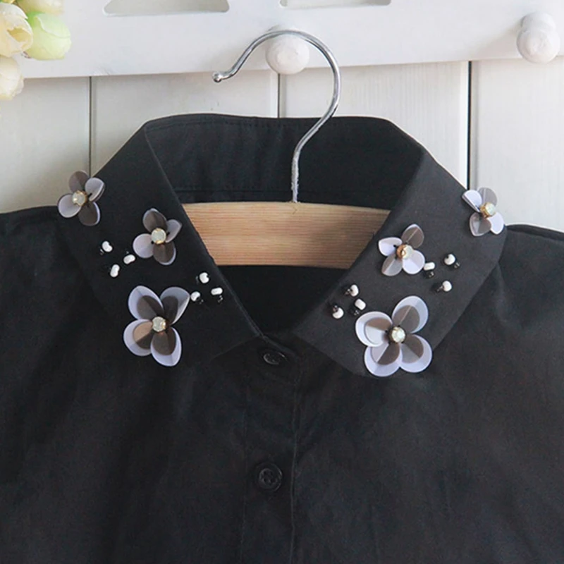 Ladies Cotton Detachable Half Shirt Blouse Handmade Beading Sequins Floral Lapel Fake Collar Sweater Decorative Dickey
Ladies Cotton Detachable Half Shirt Blouse Handmade Beading Sequins Floral Lapel Fake Collar Sweater Decorative Dickey