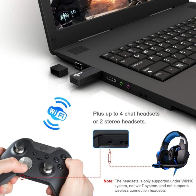 USB адаптер для приемника контроллера беспроводной Windows 7/8/10 ноутбуков и