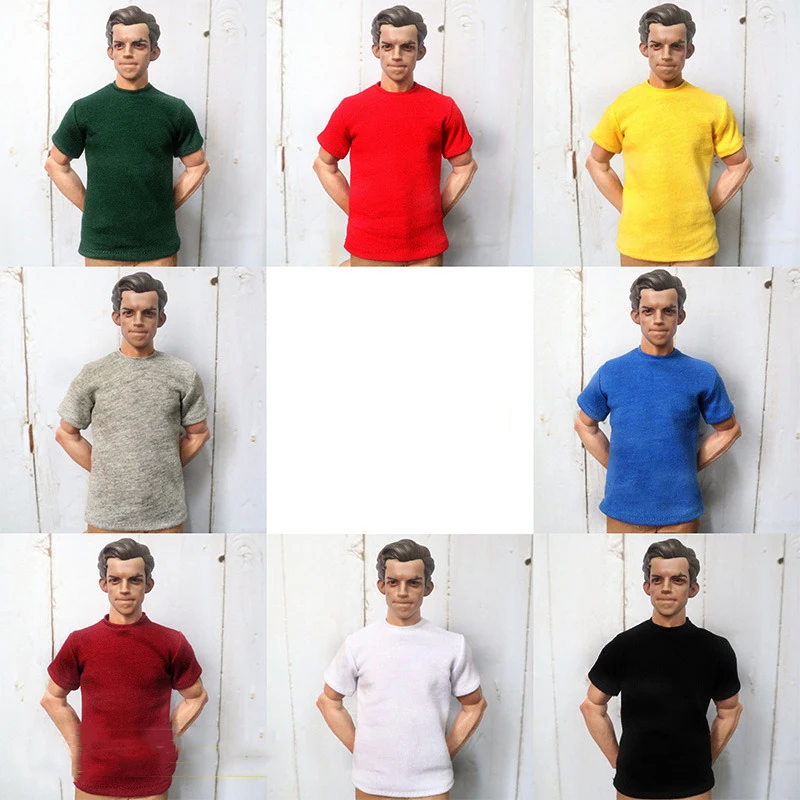 

Pure Color 1/6 Soldier T-Shirt Fashion Trend Short Sleeve T-Shirt Multi-Color Options For 12Inch Action Figure Body Accessories