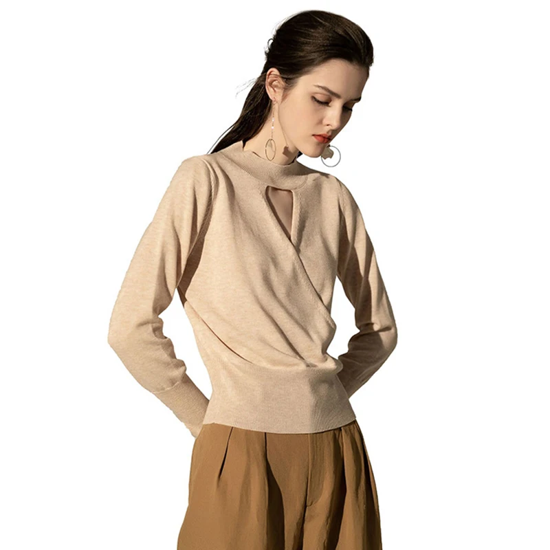 2020 One-Character Collar Light and Ripe Irregular Stitching Long-Sleeve Hollow Out Slim Solid-Color Knit Jumper
2020 One-Character Collar Light and Ripe Irregular Stitching Long-Sleeve Hollow Out Slim Solid-Color Knit Jumper