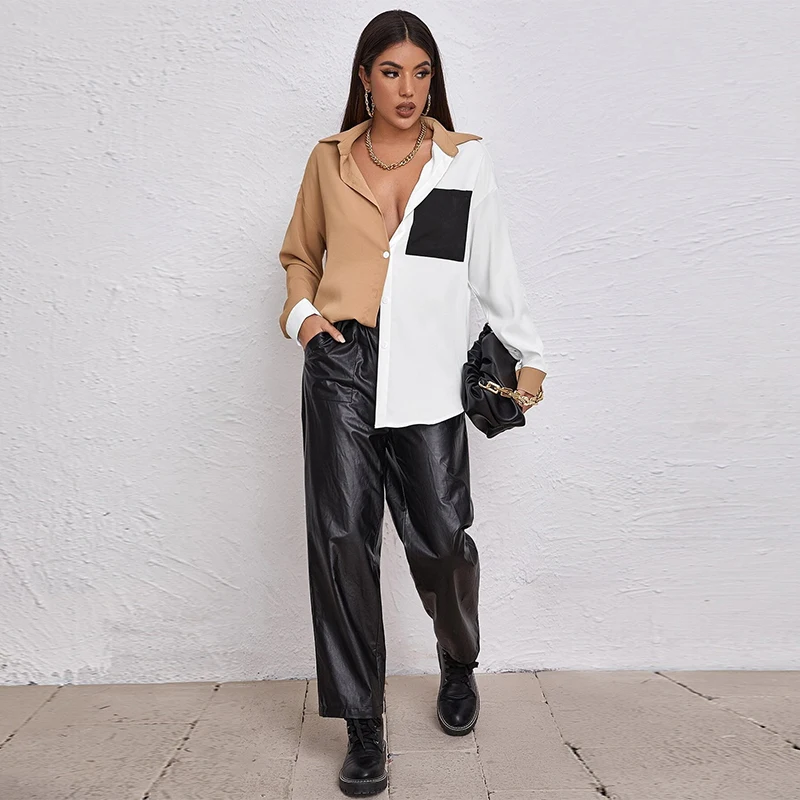 Oversized Women Top Casual Loose Slim Patchwork Pocket Long Sleeve Shirt Vintage Clothes Streetwear Blusa Feminina Sj7660C 
Oversized Women Top Casual Loose Slim Patchwork Pocket Long Sleeve Shirt Vintage Clothes Streetwear Blusa Feminina Sj7660C
