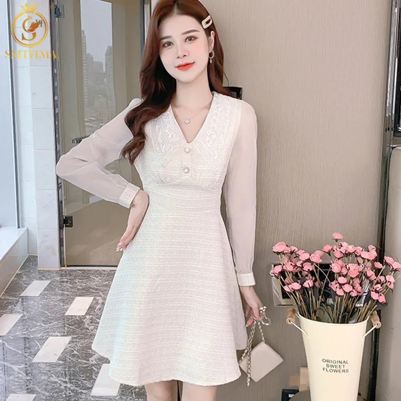 SMTHMA New Autumn Winter Fashion Lace Embroidery Lapel Collar Tweed Dress Women Long Sleeve Patchwork Woolen Dresses
SMTHMA New Autumn Winter Fashion Lace Embroidery Lapel Collar Tweed Dress Women Long Sleeve Patchwork Woolen Dresses