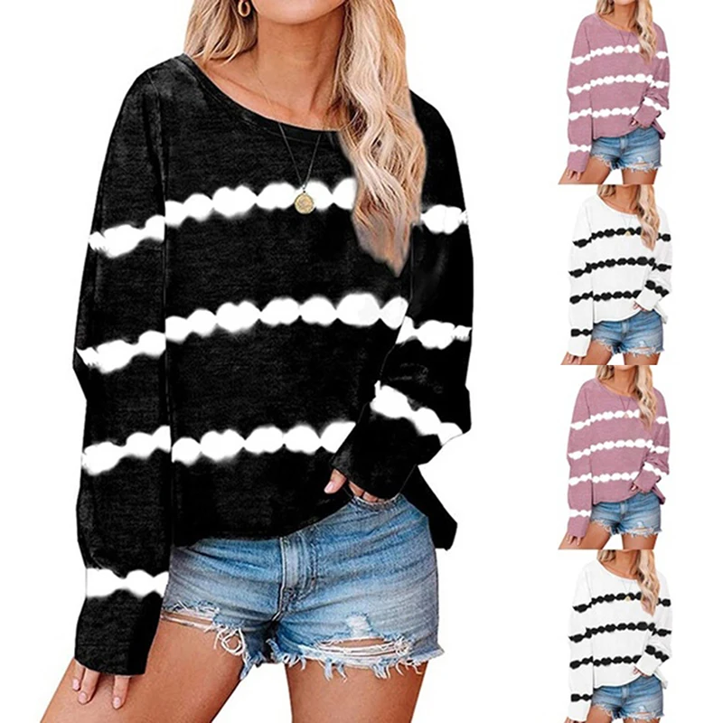 Women Casual T-Shirts Long Sleeve Loose T Shirts Ladies Fashion Printed Striped Top Women O-Neck T Shirt For Femme Plus Size
Women Casual T-Shirts Long Sleeve Loose T Shirts Ladies Fashion Printed Striped Top Women O-Neck T Shirt For Femme Plus Size