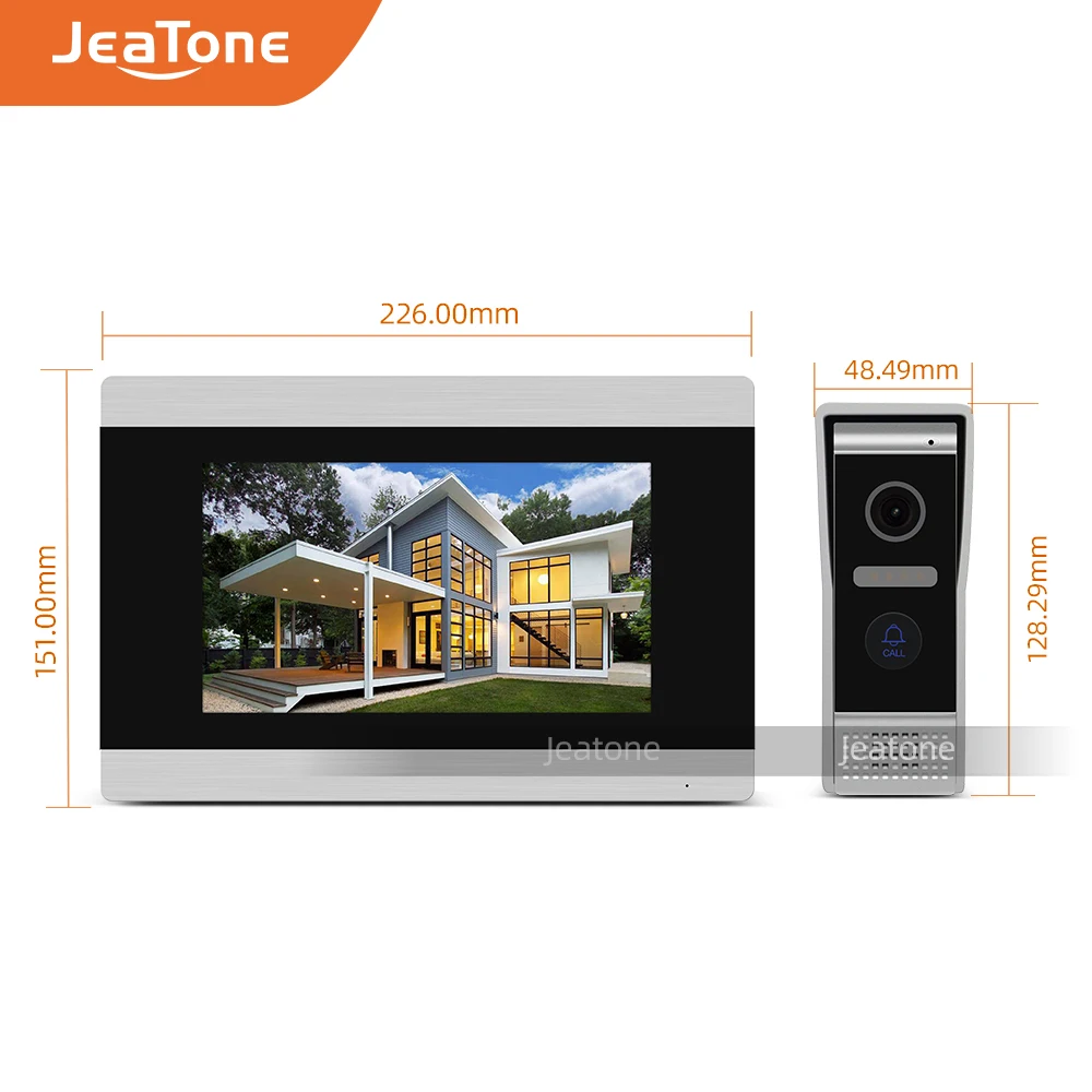Jeatone 7-дюймовый сенсорный экран WIFI IP видео домофон для 4 отдельных квартир