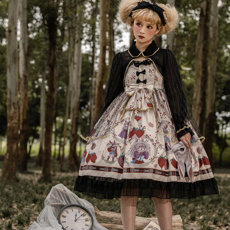 Original Japanese Style Dark Lolita Daily Rabbit Print Large Swing JSK Suspender Dress for Women gothic lolita dress
Original Japanese Style Dark Lolita Daily Rabbit Print Large Swing JSK Suspender Dress for Women gothic lolita dress