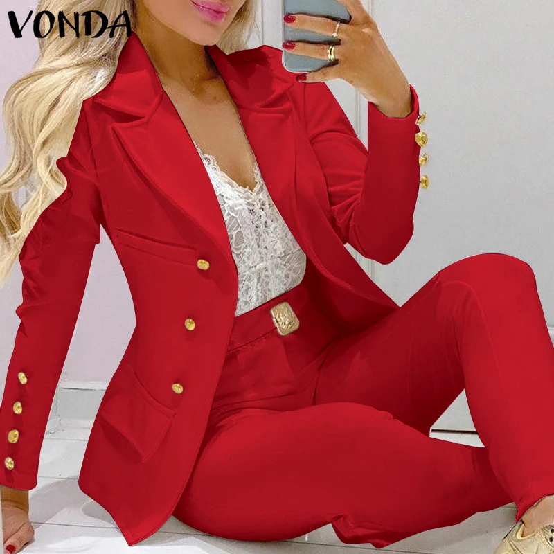 VONDA 2022 Casual Solid Color Blazers Women Matching Sets Wide Leg Long Pants Stylish Baggy Office Formal Pants Sets Oversized
VONDA 2022 Casual Solid Color Blazers Women Matching Sets Wide Leg Long Pants Stylish Baggy Office Formal Pants Sets Oversized