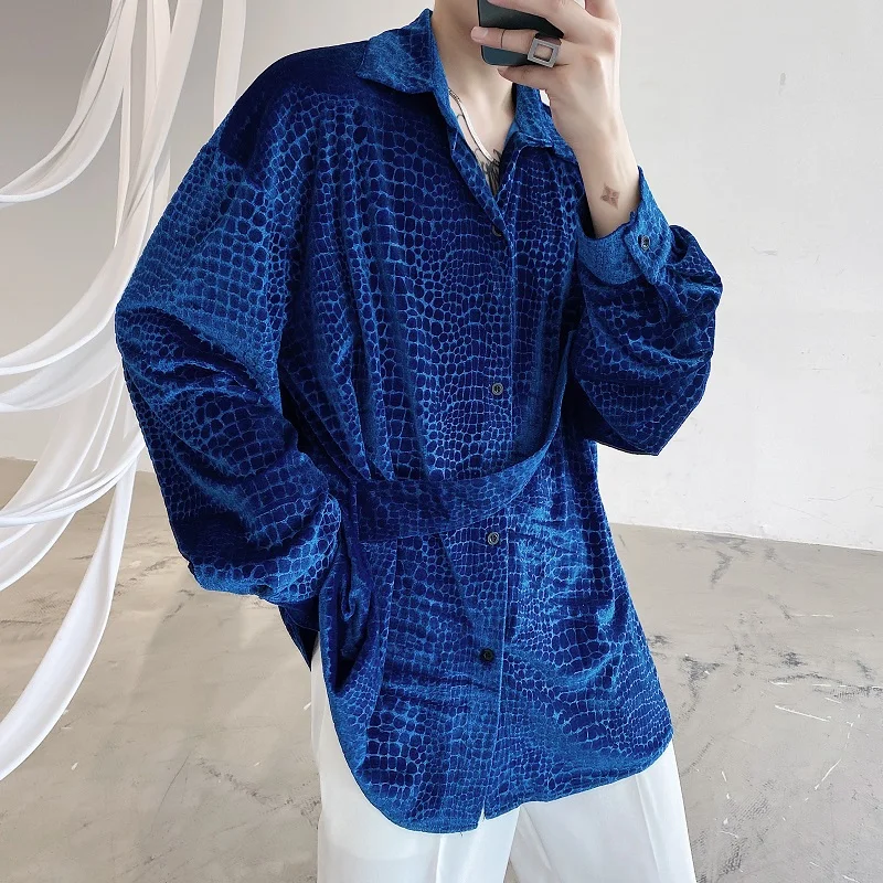 Stage Clothing Men Crocodile Pattern Retro Velvet Loose Casual Long Sleeve Shirt Male Streetwear Vintage Fashion Shirt
Stage Clothing Men Crocodile Pattern Retro Velvet Loose Casual Long Sleeve Shirt Male Streetwear Vintage Fashion Shirt