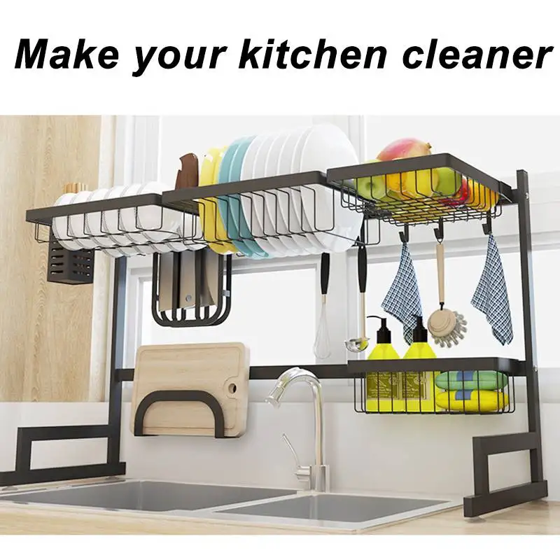 95cm Multi-use Stainless Steel Dishes Rack Sink Drain Rack Adjustable Kitchen Organizer Rack Dish Shelf Sink Drying Rack
95cm Multi-use Stainless Steel Dishes Rack Sink Drain Rack Adjustable Kitchen Organizer Rack Dish Shelf Sink Drying Rack