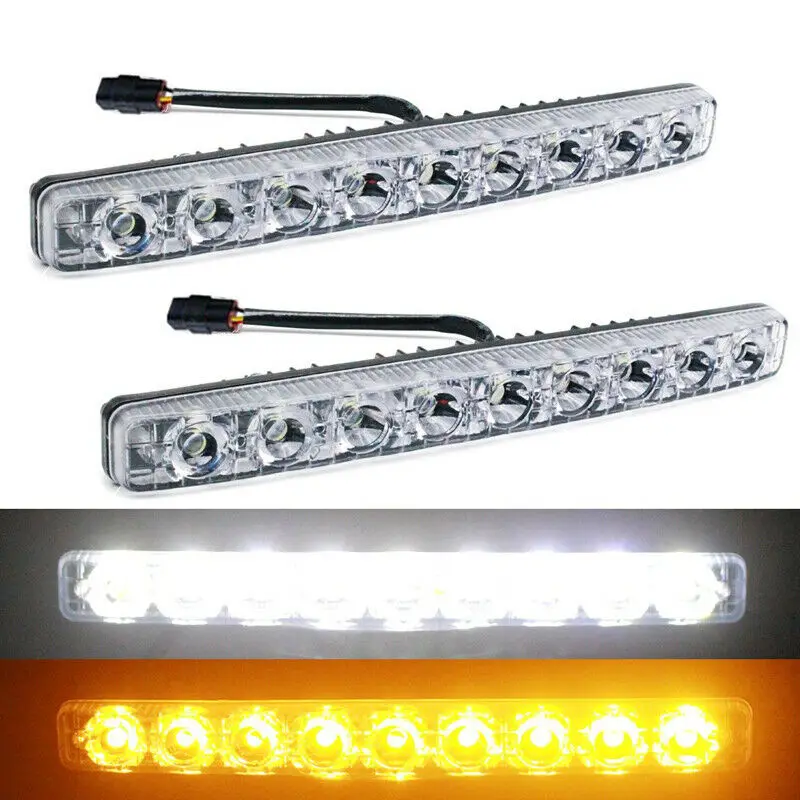9 LED Daytime Running DRL White + Turn Signal Amber Switchback Yellow Fog Light Fixed Iron Plates Power Cable
9 LED Daytime Running DRL White + Turn Signal Amber Switchback Yellow Fog Light Fixed Iron Plates Power Cable
