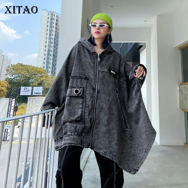 XITAO Asymmetrical Denim Jacket Fashion Loose Large Size Women Coat Autumn Winter New Street All-match Hooded Collar ZY6558
XITAO Asymmetrical Denim Jacket Fashion Loose Large Size Women Coat Autumn Winter New Street All-match Hooded Collar ZY6558