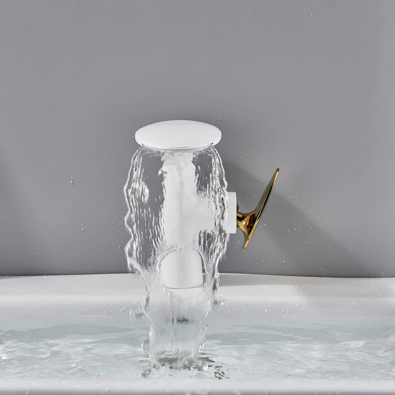 White Golden Basin Faucet Single Lever Waterfall Bathroom Vessel Sink Tap Deck Mounted Basin Mixer Faucet Hot Cold Water Tap
White Golden Basin Faucet Single Lever Waterfall Bathroom Vessel Sink Tap Deck Mounted Basin Mixer Faucet Hot Cold Water Tap