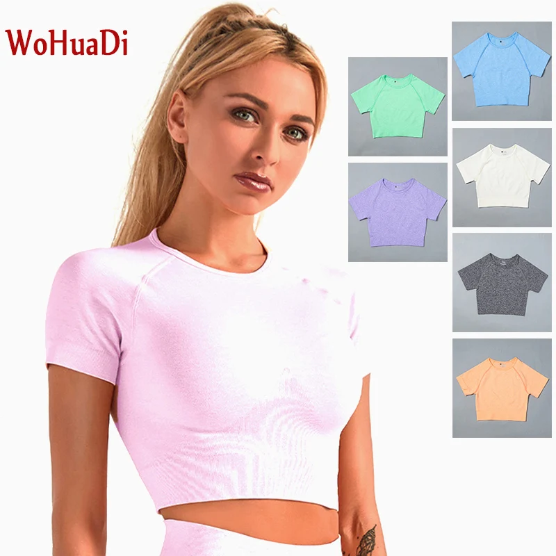 WOHUADI Seamless Short Sleeve Gym Sports Yoga Top Women T-Shirts Fitness Crop Top Sport Active Wear Workout Athletic Shirt
WOHUADI Seamless Short Sleeve Gym Sports Yoga Top Women T-Shirts Fitness Crop Top Sport Active Wear Workout Athletic Shirt