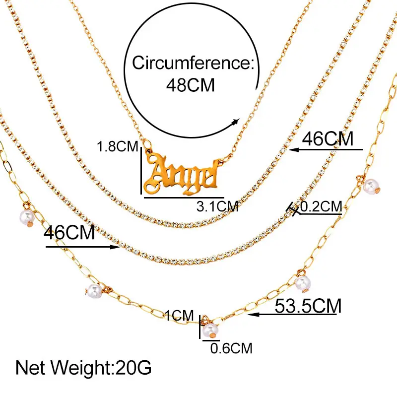 New Fashion Multilayer Pearl Crystal Chain Necklace For Women Punk Retro Gold Color Angel Letter Choker Necklaces Trendy Jewelry
New Fashion Multilayer Pearl Crystal Chain Necklace For Women Punk Retro Gold Color Angel Letter Choker Necklaces Trendy Jewelry