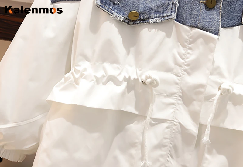 Windbreaker Women Patchwork Denim Lapel Lantern Sleeve Hit Color Drawstring Female 2020 Autumn Korean Japan Plus Size Coat
Windbreaker Women Patchwork Denim Lapel Lantern Sleeve Hit Color Drawstring Female 2020 Autumn Korean Japan Plus Size Coat