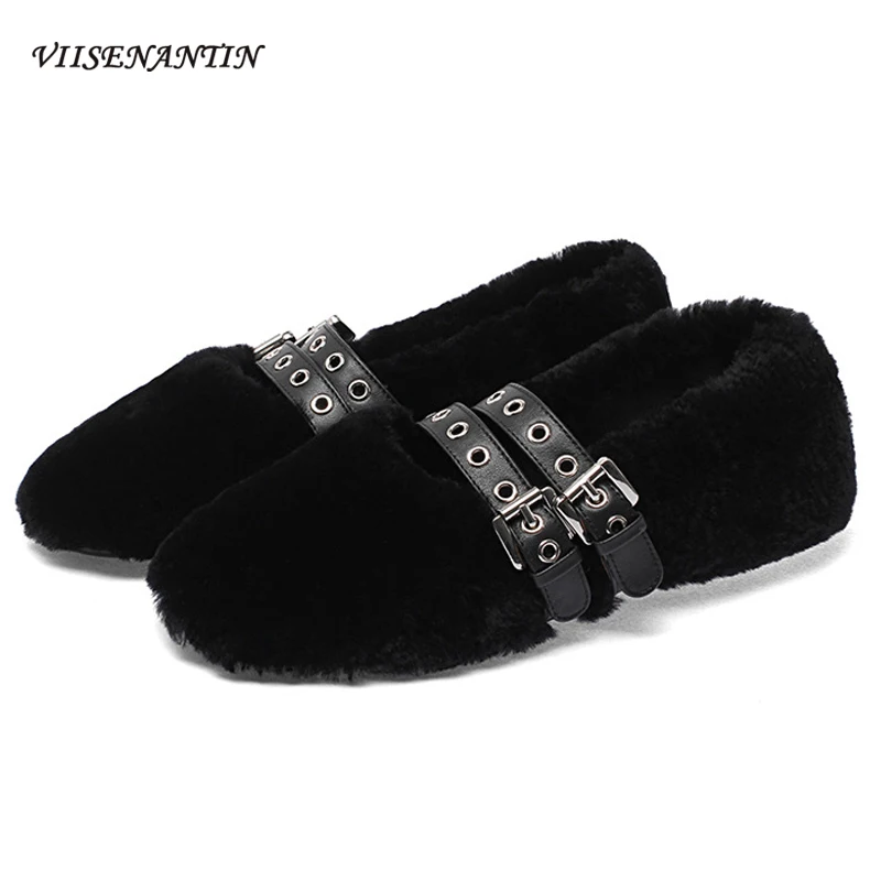 Women's Round Toe Plush Warm Casual Loafers Shoes Winter Outer Wear Fur Double Belt Buckle Fairy Velvet White Lazy Flat Shoes
Women's Round Toe Plush Warm Casual Loafers Shoes Winter Outer Wear Fur Double Belt Buckle Fairy Velvet White Lazy Flat Shoes