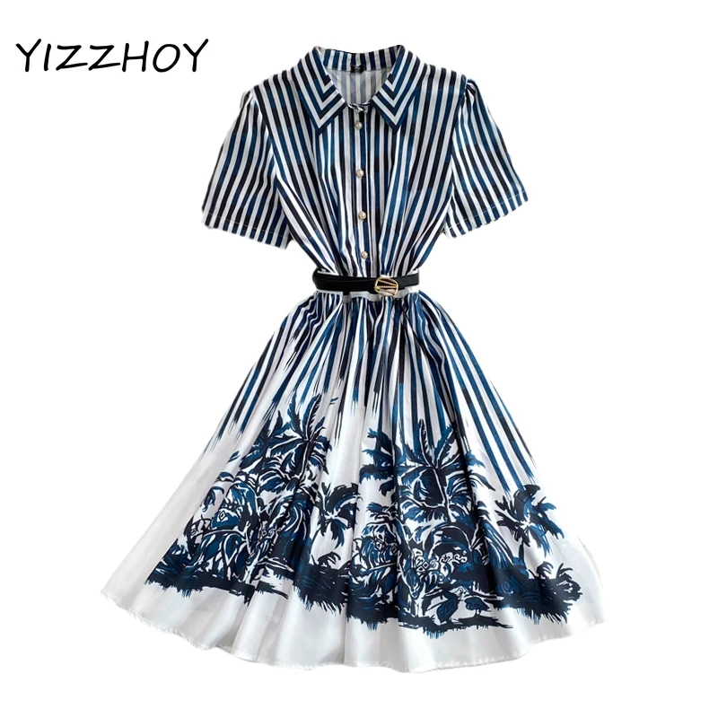 YIZZHOY New Summer A Line Puff Sleeve Polo Collar Single Breasted Dresses Women Elegant Floral Print Slim Short Lady Dress
YIZZHOY New Summer A Line Puff Sleeve Polo Collar Single Breasted Dresses Women Elegant Floral Print Slim Short Lady Dress