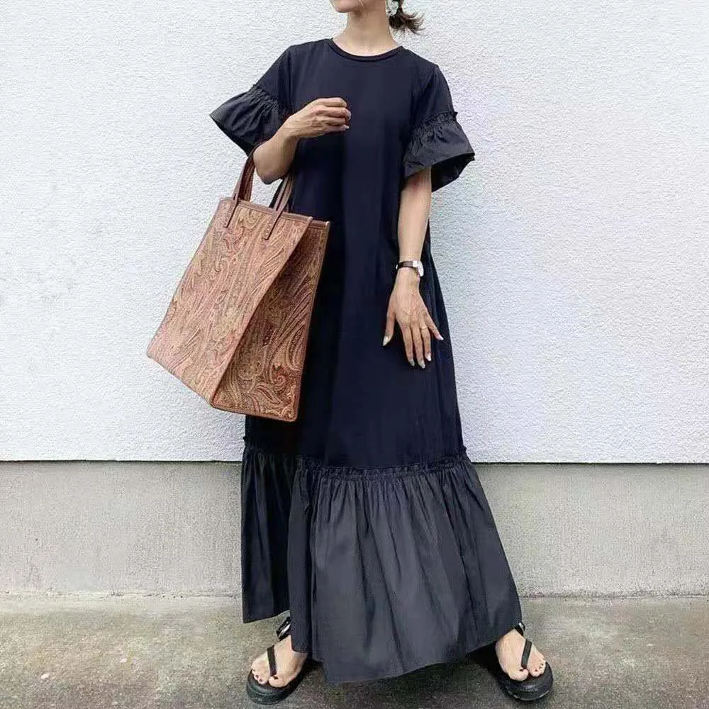 Japanese Women Dress Puff Sleeve 2021 Summer Ruffle Black Slim O-Neck A Line Half Sleeve Loose Casual High Waist Dresses
Japanese Women Dress Puff Sleeve 2021 Summer Ruffle Black Slim O-Neck A Line Half Sleeve Loose Casual High Waist Dresses