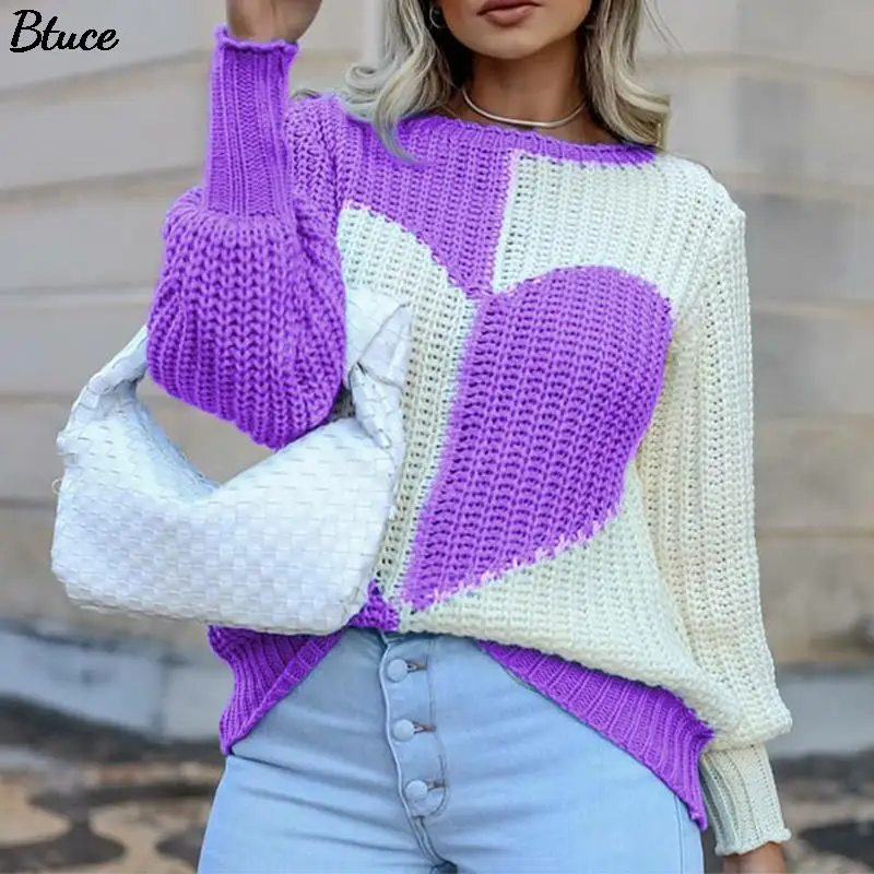 2021 Women O Neck Love Print Patchwork Knitted Sweaters Spring Autumn Elegant Lady Flare Sleeve Casual Loose Sweater Pullovers
2021 Women O Neck Love Print Patchwork Knitted Sweaters Spring Autumn Elegant Lady Flare Sleeve Casual Loose Sweater Pullovers