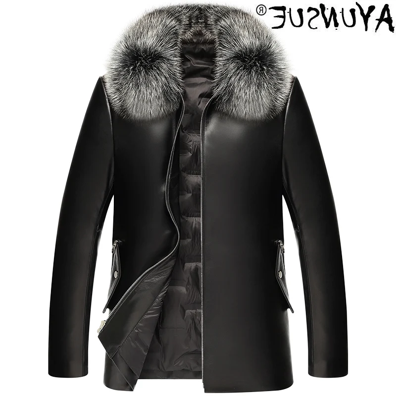 Leather fast - real men's jacket, sheepskin coat, real fox collar, Doudou, kj1564
Leather fast - real men's jacket, sheepskin coat, real fox collar, Doudou, kj1564