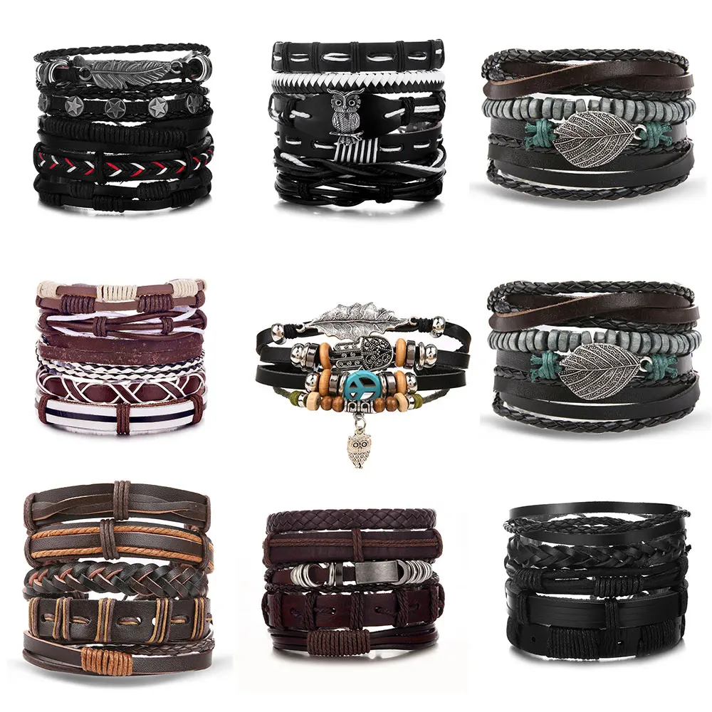 Mens Leather Bracelet Bracelets For Men Vintage Braclets Handmade Feather Leaf Bracelet Men Jewelry Adjustable Bracelet Set
Mens Leather Bracelet Bracelets For Men Vintage Braclets Handmade Feather Leaf Bracelet Men Jewelry Adjustable Bracelet Set